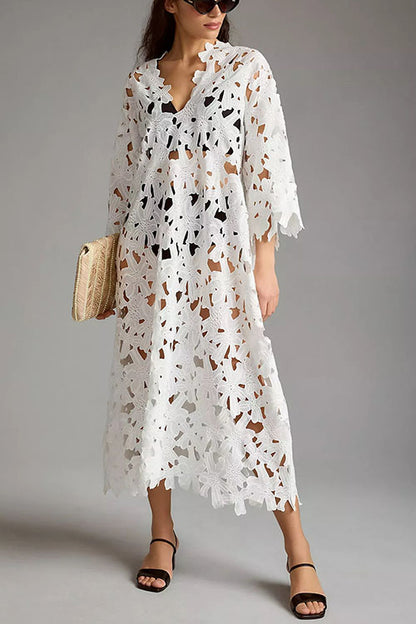 I Belong Here Eyelet Lace Cover Up Beach Midi Dress