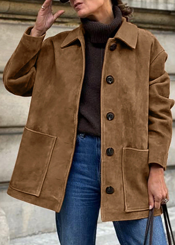 Suede Button-up Coat