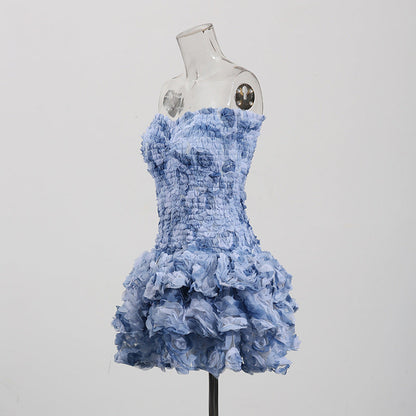 3d Strapless Bodycon Mini Dress _ Summer