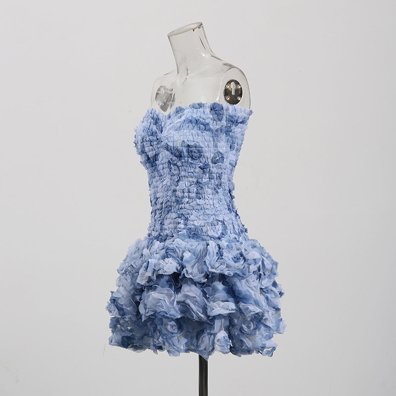 3d Strapless Bodycon Mini Dress _ Summer