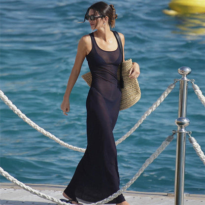 Sheer Mesh Beach Resort Maxi Dress