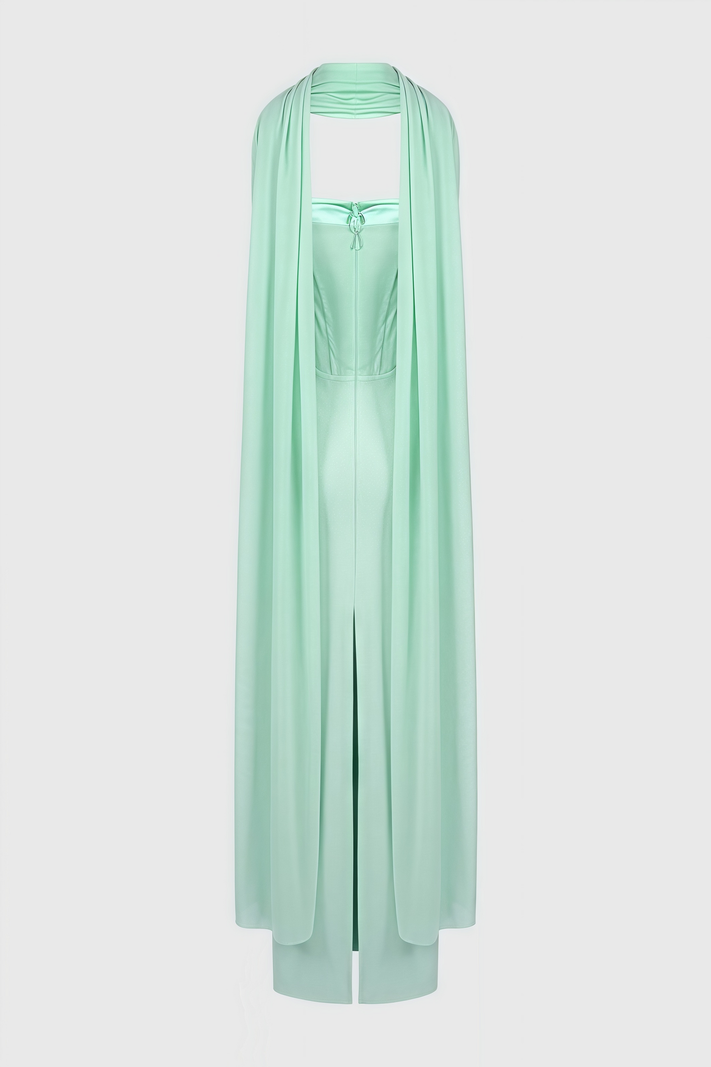 Gened Green Ribbon Sheer Chiffon Maxi Dress