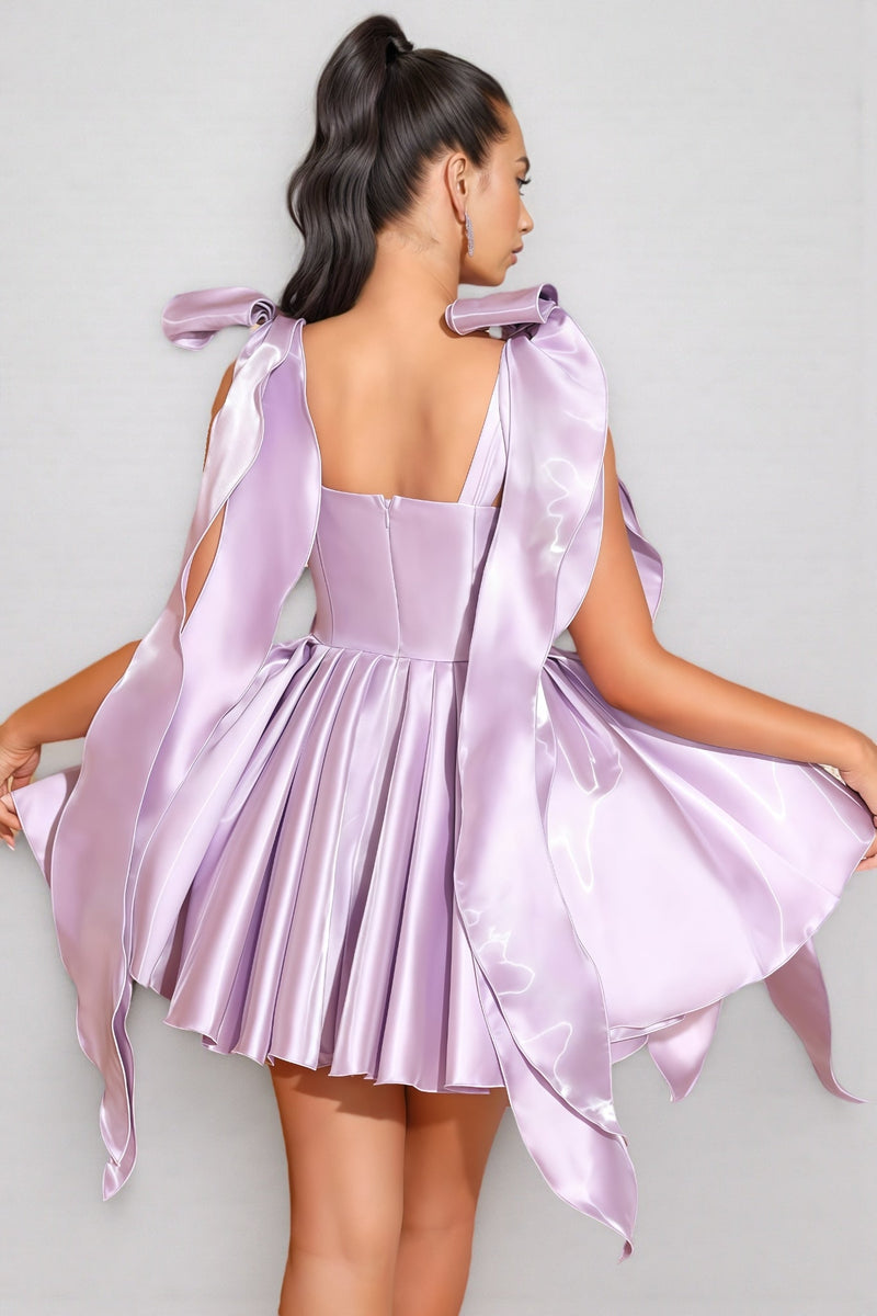Valentina Purple Bow Mini Dress