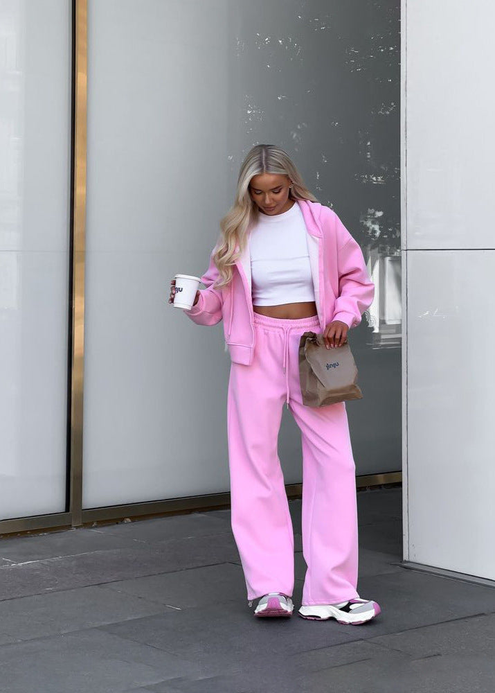 Blossom Comfort – Oversized Pink Hoodie & Wide-leg Pants Set