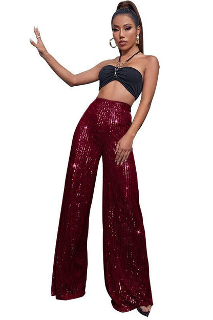 Sequined Loose Drape Pants