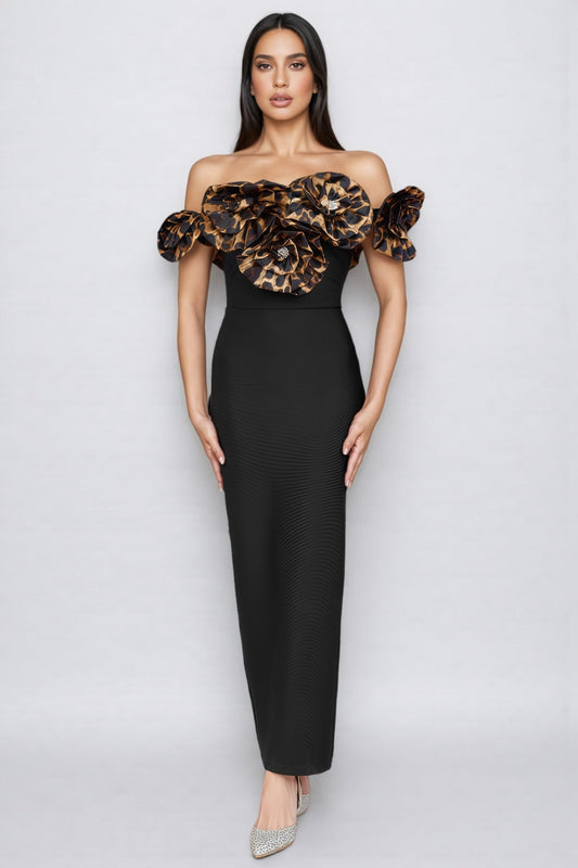 Donsa 3d Bandage Maxi Dress