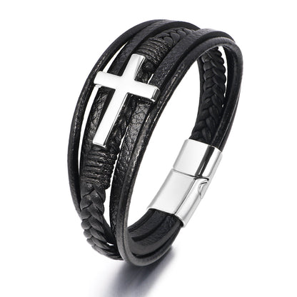 Iron Faith Leather Bracelet