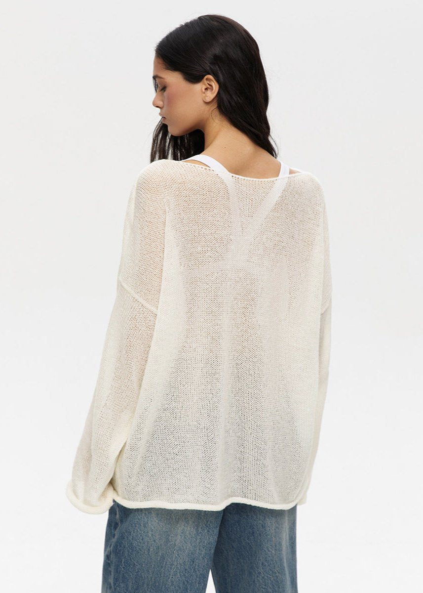 Sheer Pastel Pink Knit Sweater - Soft and