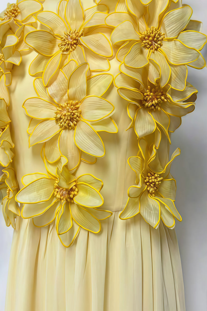 Xaelyth Yellow 3d Maxi Dress