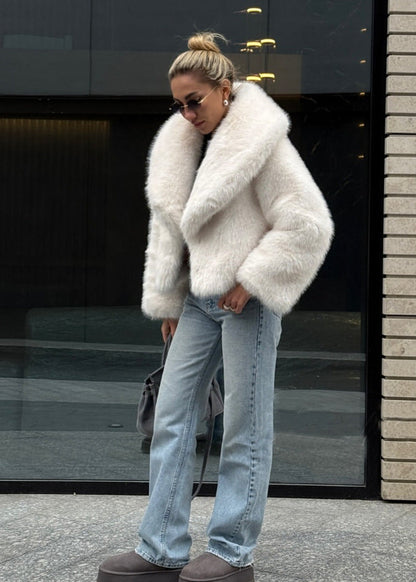 Celeste Faux Fur Plush Coat – Luxurious Short Winter Jacket