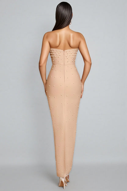 Sevyn Strapless Pearl Maxi Dress