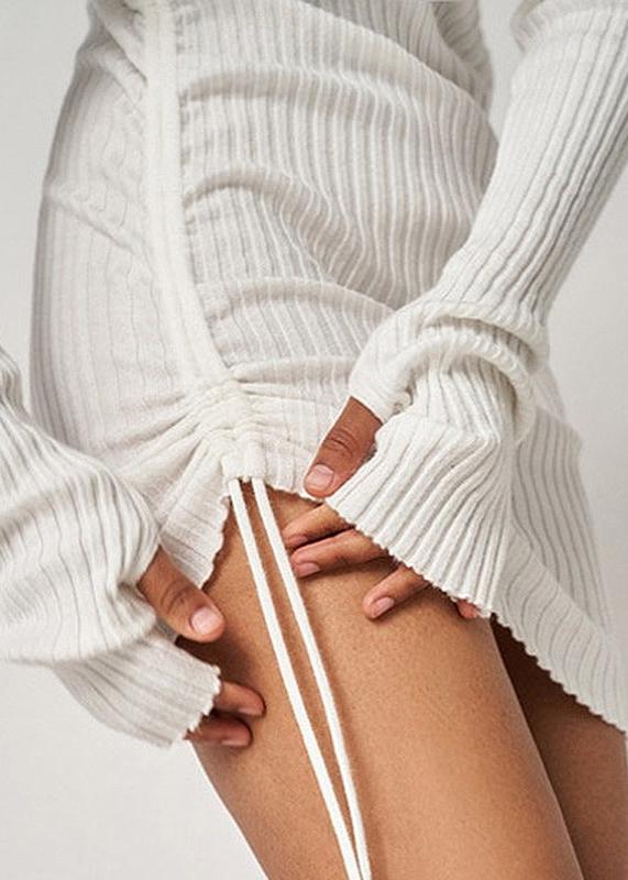 Ribbed Knit High-neck Mini Dress