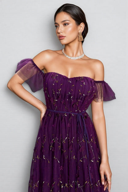 Vesper Purple One Shoulder Maxi Dress