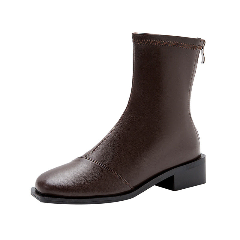 Flat Skinny Martin Brown Korean Style Boots