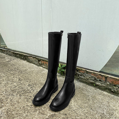High-grade Thick Bottom Side Zipper Flat Boots