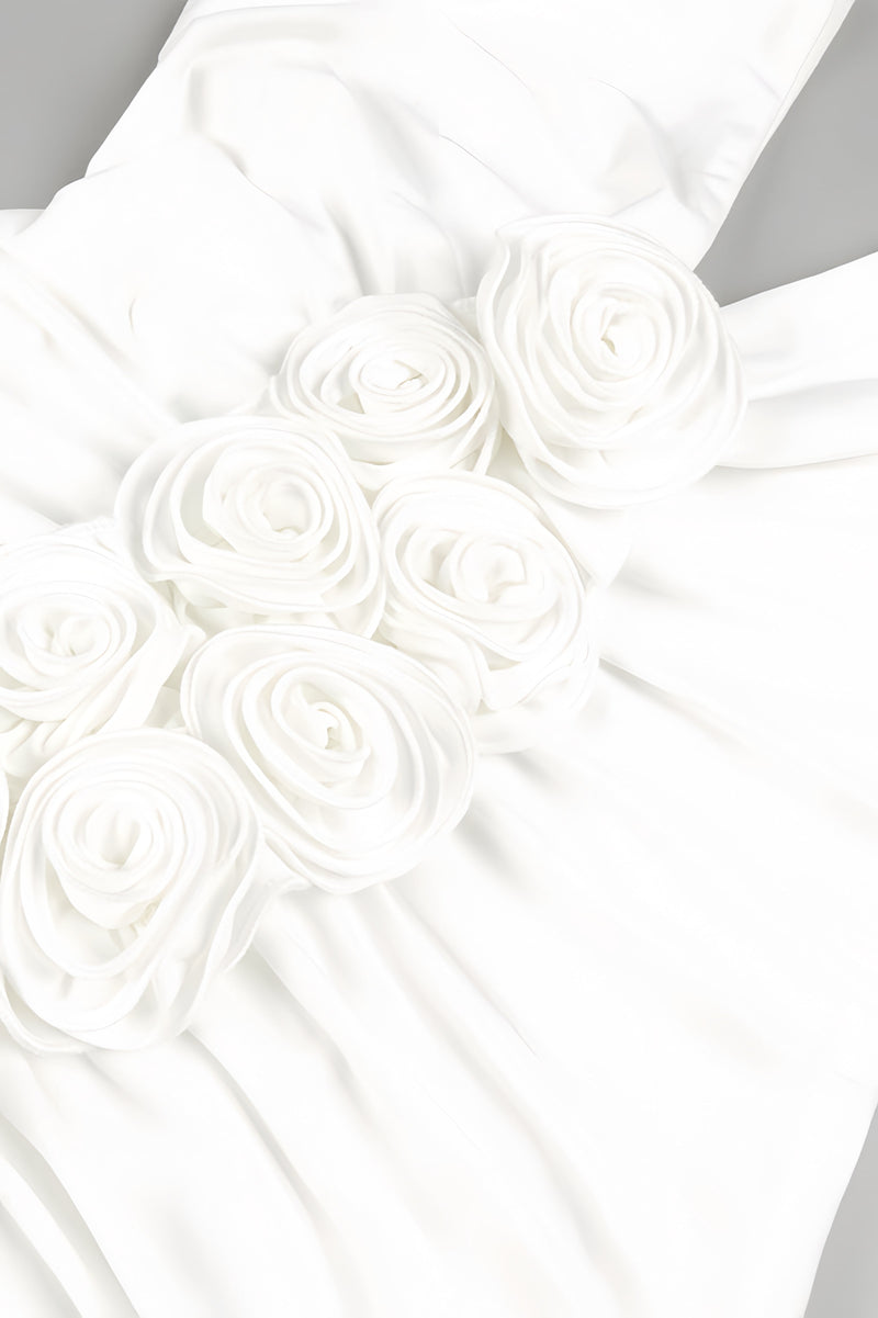 Vivialk V-neck 3d Flower Pleated Maxi Dress