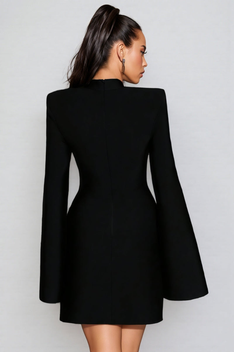 Selene Black Bandage Diamond Mini Dress