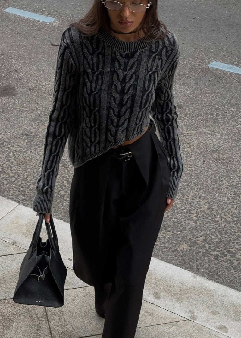Harper Cropped Cable-knit Sweater