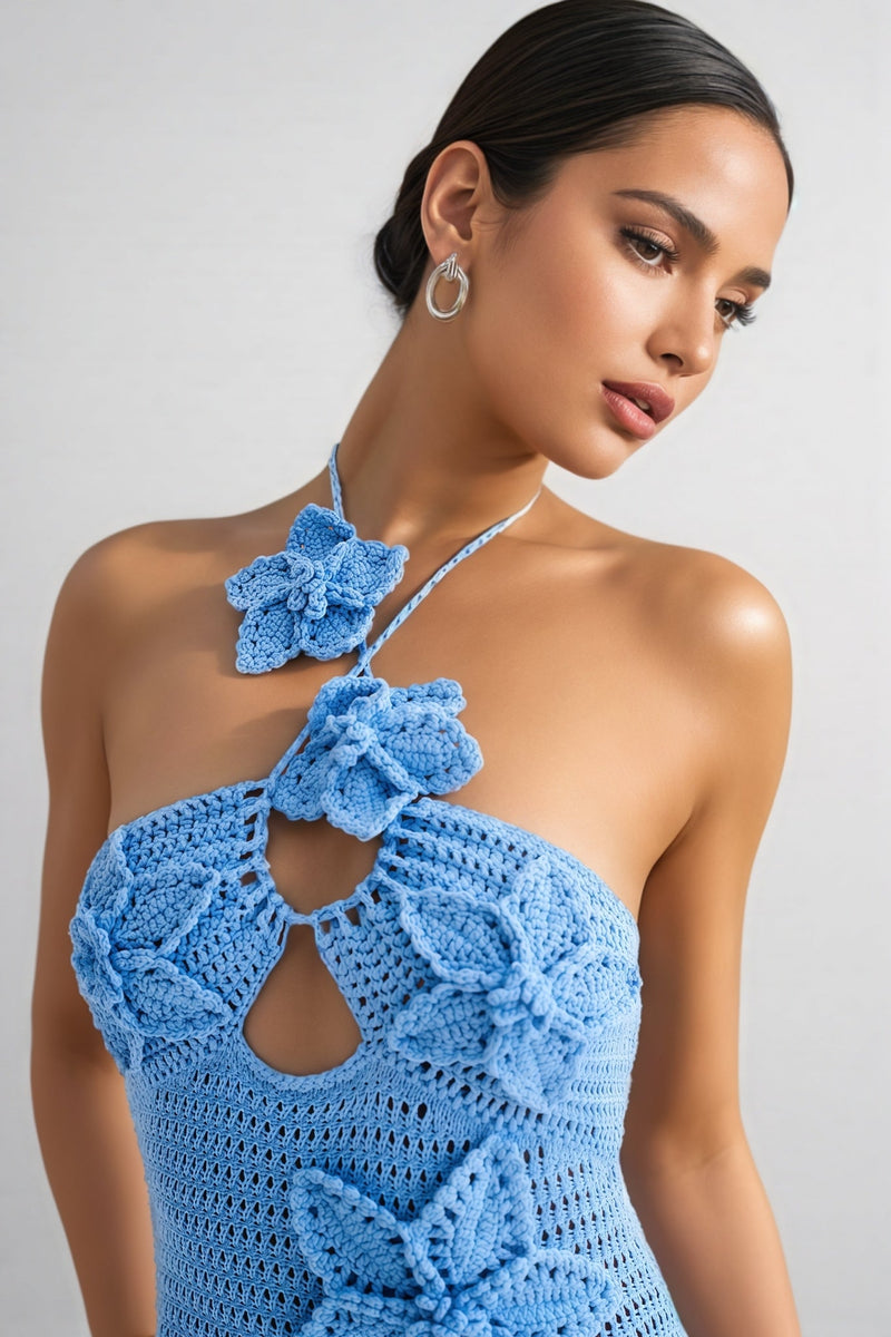 Remyed Openwork Knit 3d Maxi Dress