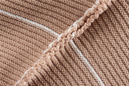 Khaki – Striped Short-sleeve Two Piece Set