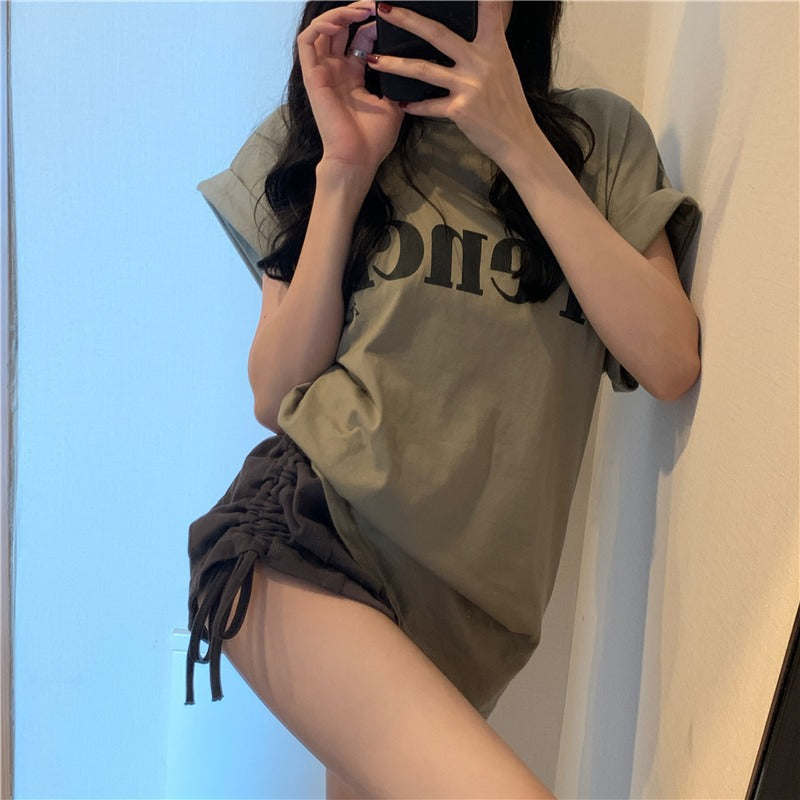 Drop Shoulder Short Sleeve T-shirt Loose