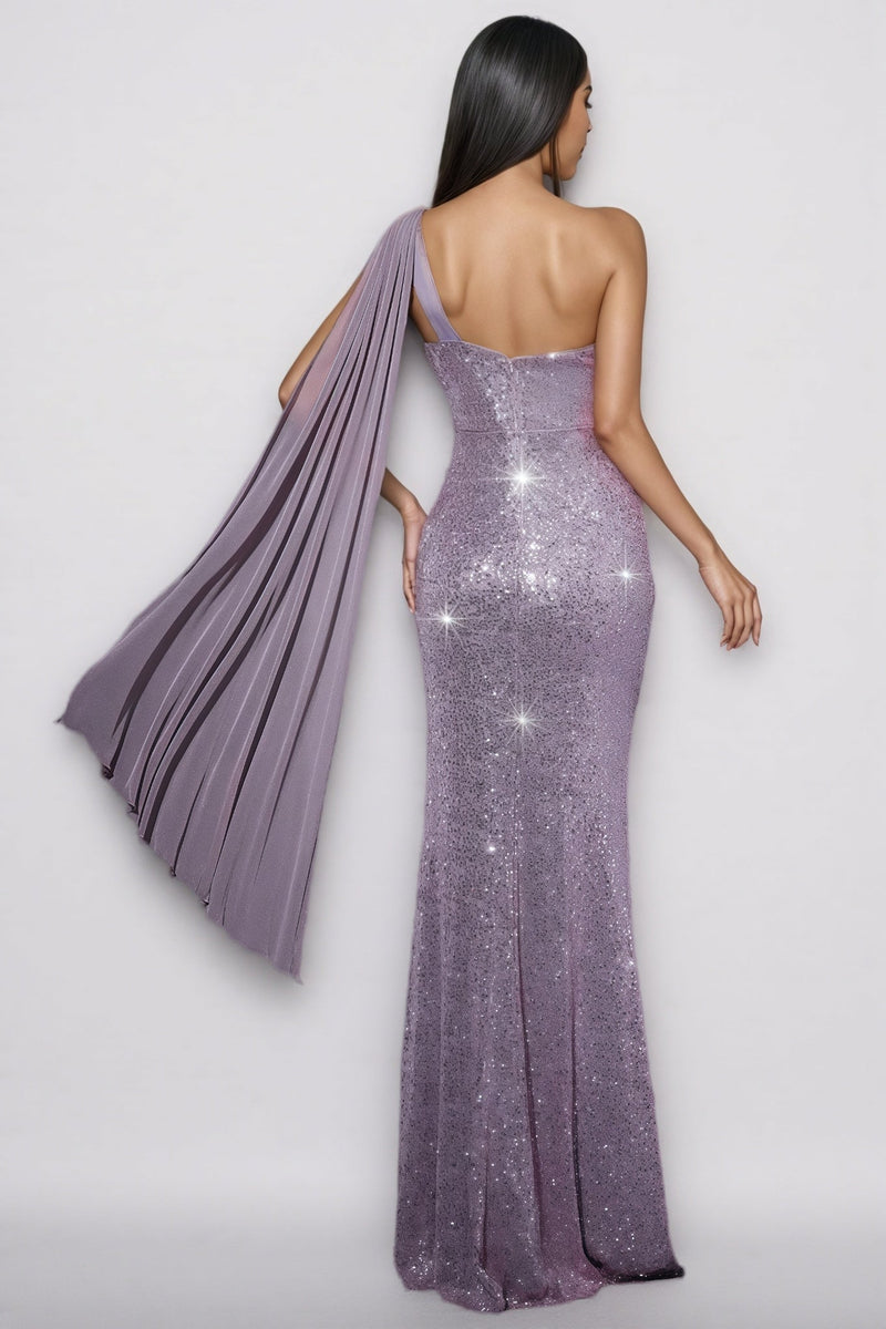 Nani Purple Sequin Fishtail Maxi Dress