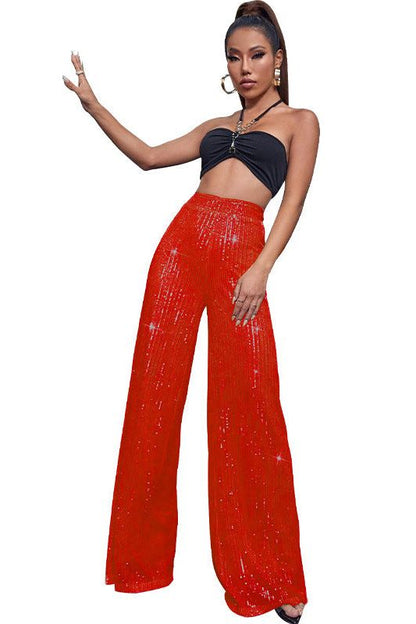 Sequined Loose Drape Pants