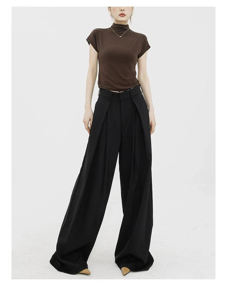 Dramatic Noir Wide-leg Palazzo Pants
