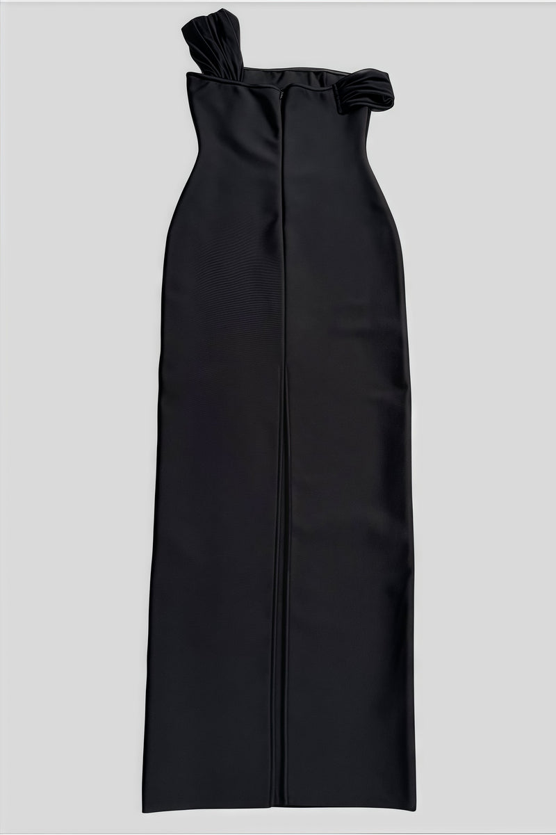 Rylihd One-shoulder Mesh Rhinestones Maxi Dress