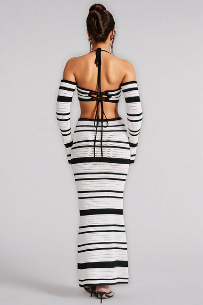 Tilde Striped Halter Top Maxi Dress Set