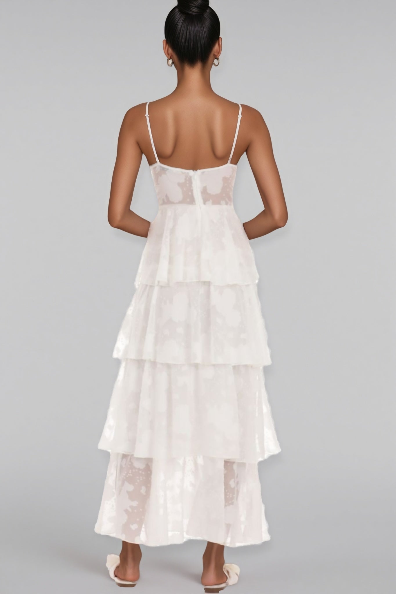 Charke White Ruffle A-line Maxi Dress