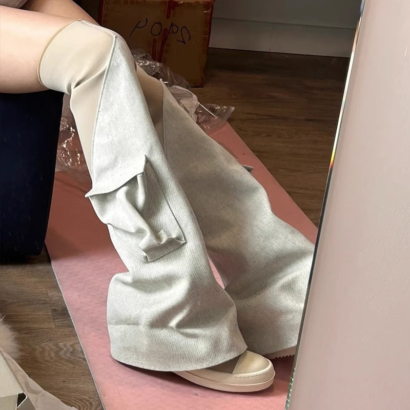 High-grade Sheepskin Pocket Pants Tall Knight Boots