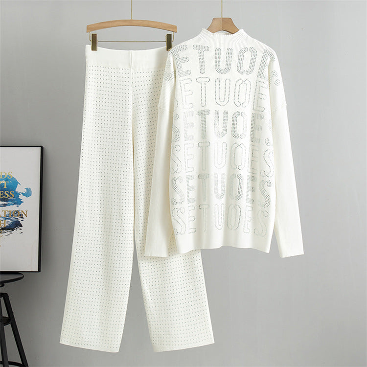 White - Rhinestone Letter Two Piece Set