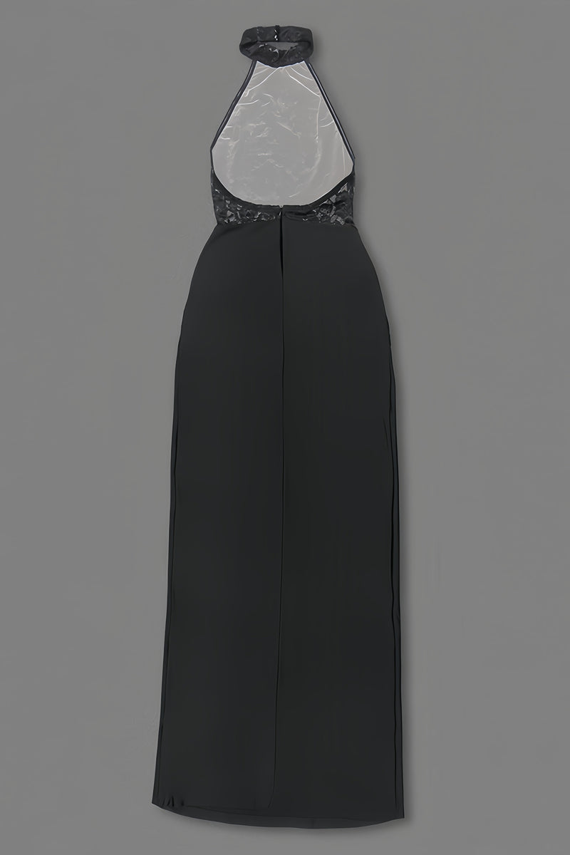 Beli Black Lace Slim Maxi Dress
