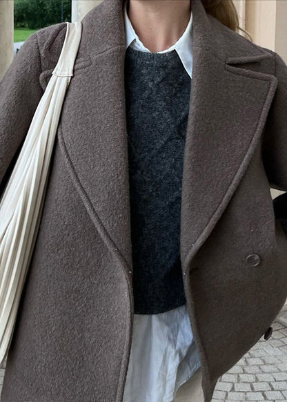 Mocha Aura - Relaxed Wool-blend Coat