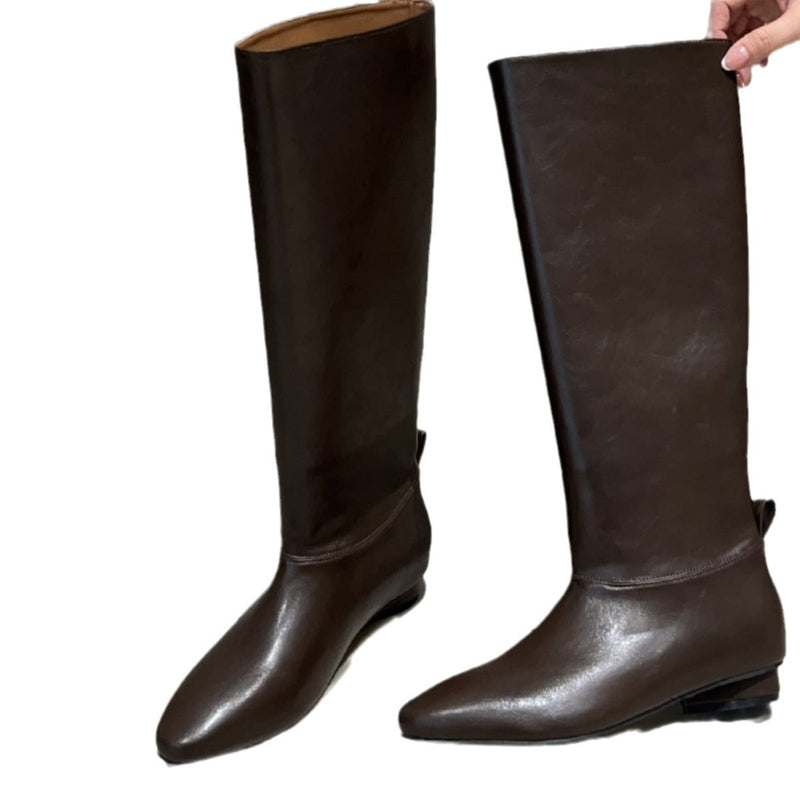 Korean Style Simple Flat Retro Pointed Boots