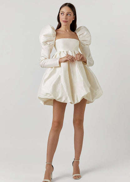 Opulent Puff-sleeve Mini Dress
