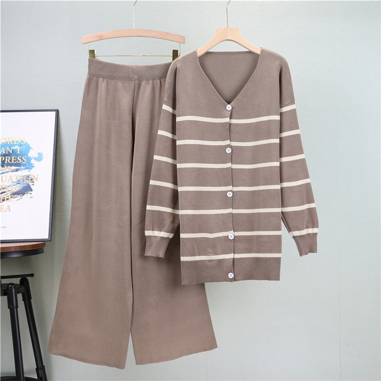 Camel - Wide-leg Two Piece Set