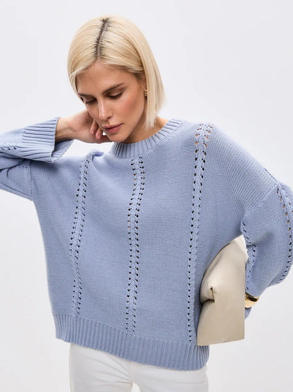 Hollow Knit Crewneck Sweater