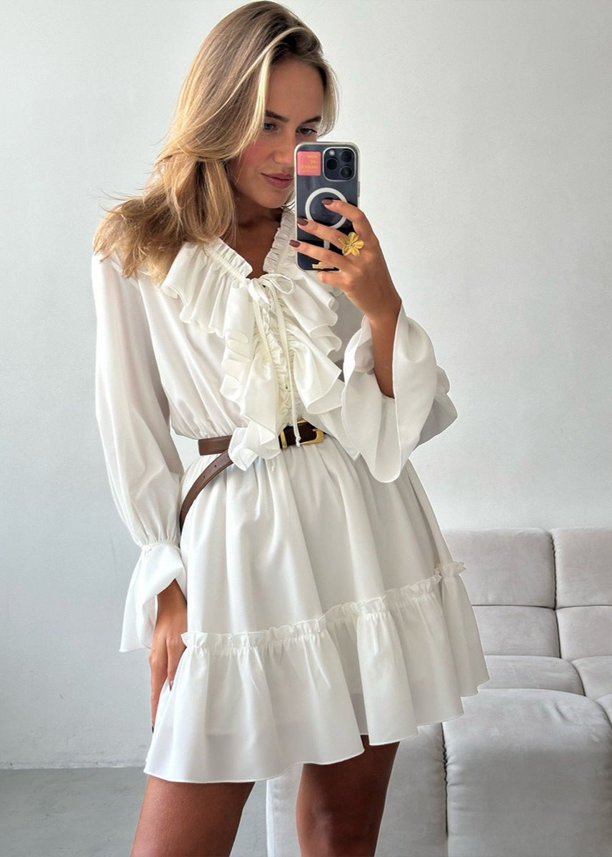 Ruffled A-line Dress - Timeless Elegance