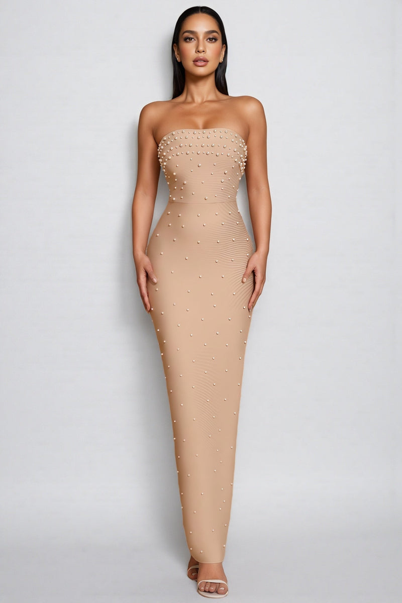 Sevyn Strapless Pearl Maxi Dress