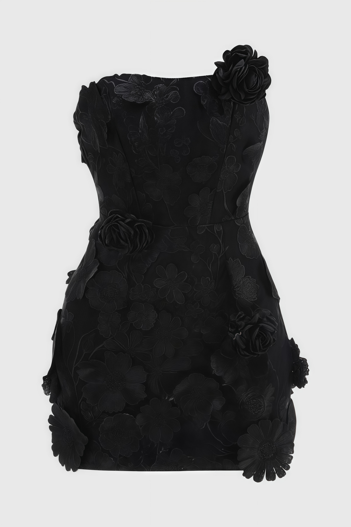 Ezrans Strapless 3d Flower Mini Dress