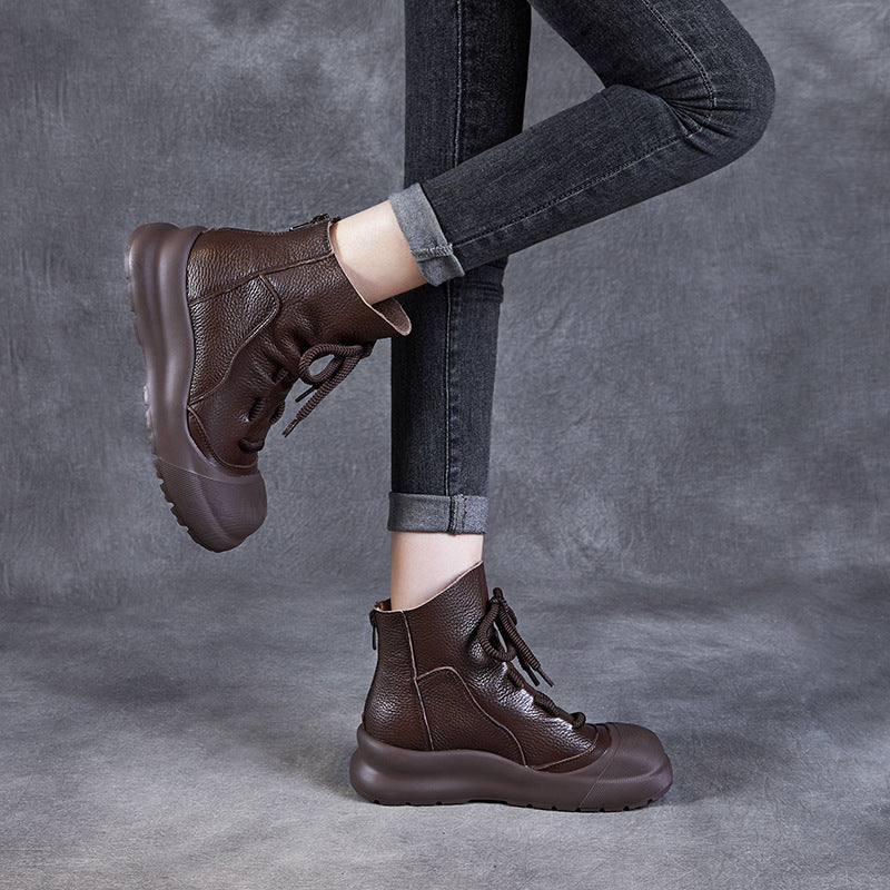 Flat Top Layer Cowhide Shell Boots