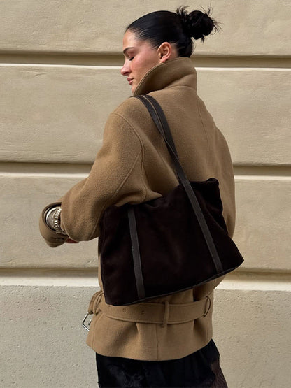 Minimalist Tie Waist Thickened Coat