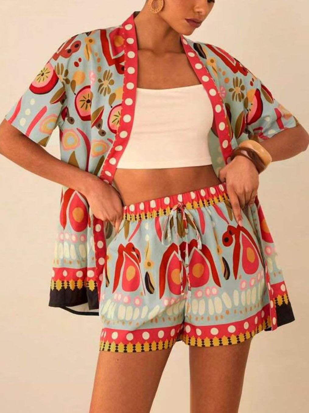 Personalized Graffiti Print Shorts Two-piece Set