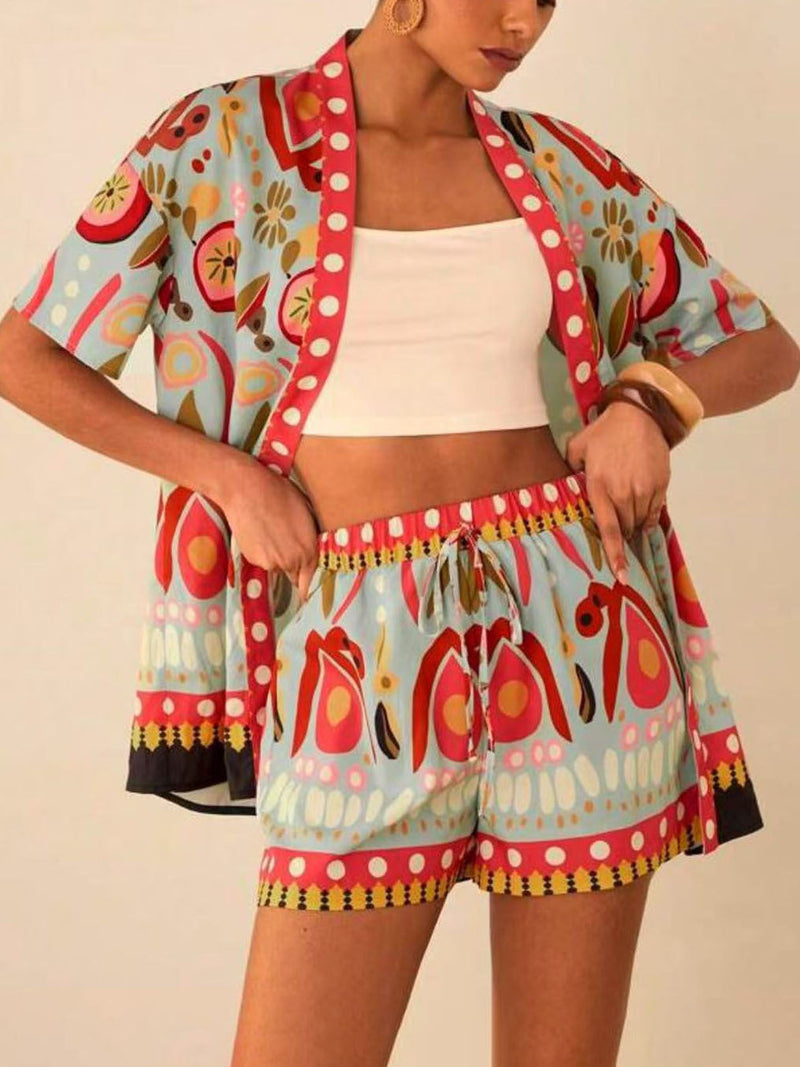 Personalized Graffiti Print Shorts Two-piece Set