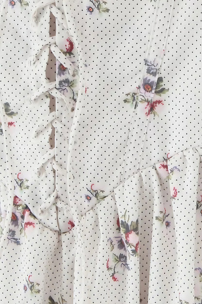 Zinnia Print Stretch Cotton Halter Neck Midi Dress