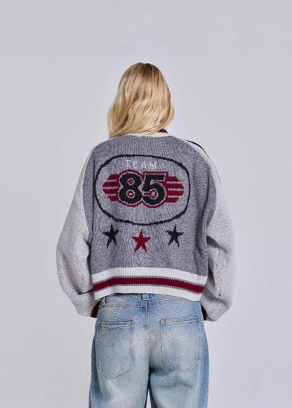 Varsity Knit Zip-up Sweater