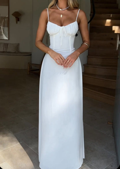 Soleil Maxi Dress – Yellow Spaghetti Strap Dress With Corset Bodice