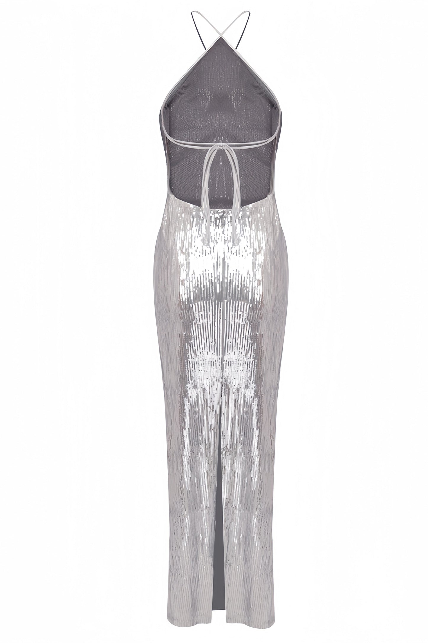 Soraya Silver Sequin 3d Maxi Dress